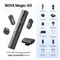 BOYA Magic 4-in-1 Wireless Lavalier Microphone | Universal Mic for iPhone, Android, USB-C & Camera Recording