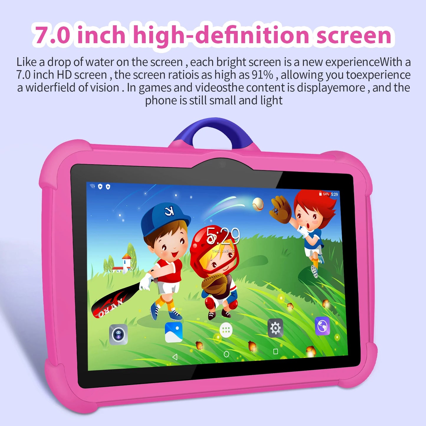 7-Inch Kids Tablet | Cartoon Pattern, 4GB RAM, 64GB ROM, Android Educational & Learning Games