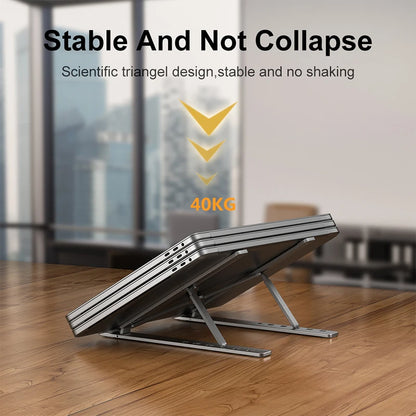 Aluminum Alloy Laptop Stand | Adjustable, Foldable, Portable Notebook Holder with Cooling & Non-Slip Design