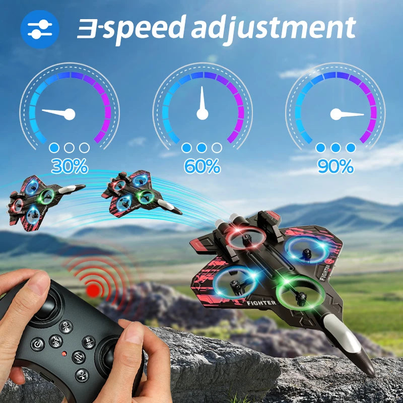 L101 RC Foam Airplane | 2.4G RC Fighter Stunt Helicopter with LED Lights