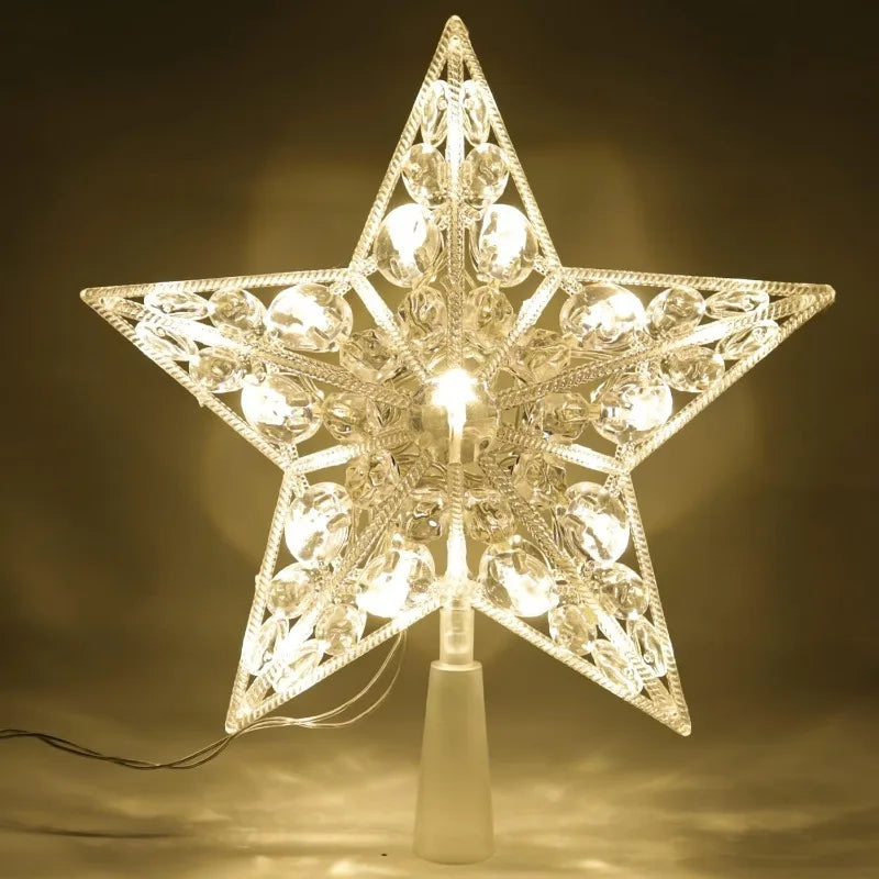 15cm Christmas Tree LED Star Topper | Warm White Shining Light Decoration for Home, Room & Holiday Festival Décor