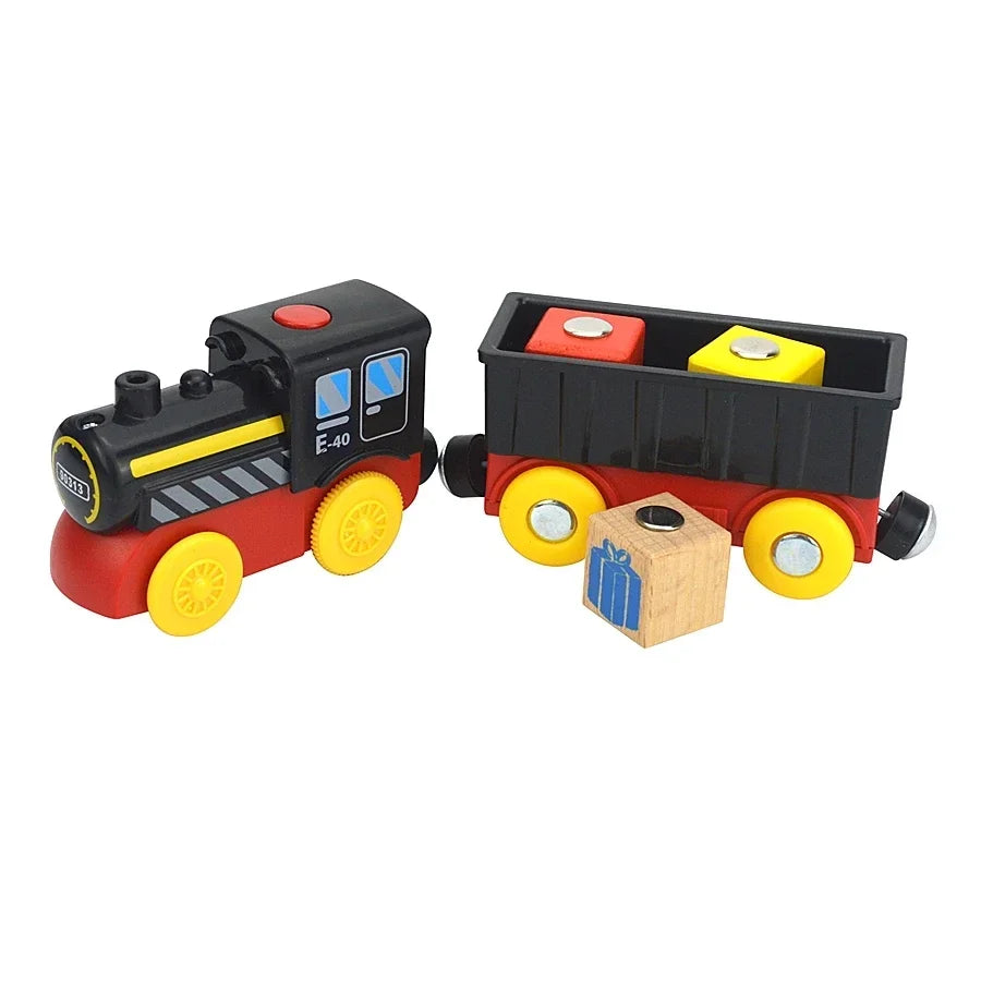 Train Track Wooden Train Toys Magnetic Set Electric Car Locomotive Diecast Slot Fit All Wood Brand Biro Railway Tracks For Kids