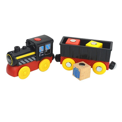 Train Track Wooden Train Toys Magnetic Set Electric Car Locomotive Diecast Slot Fit All Wood Brand Biro Railway Tracks For Kids