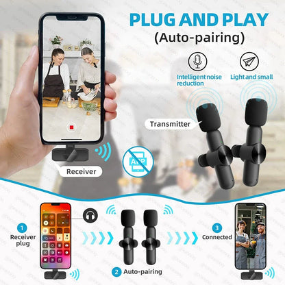 Wireless Lavalier Microphone | Mini Portable Mic for iPhone & Android – Live Broadcast, Video Recording & Gaming