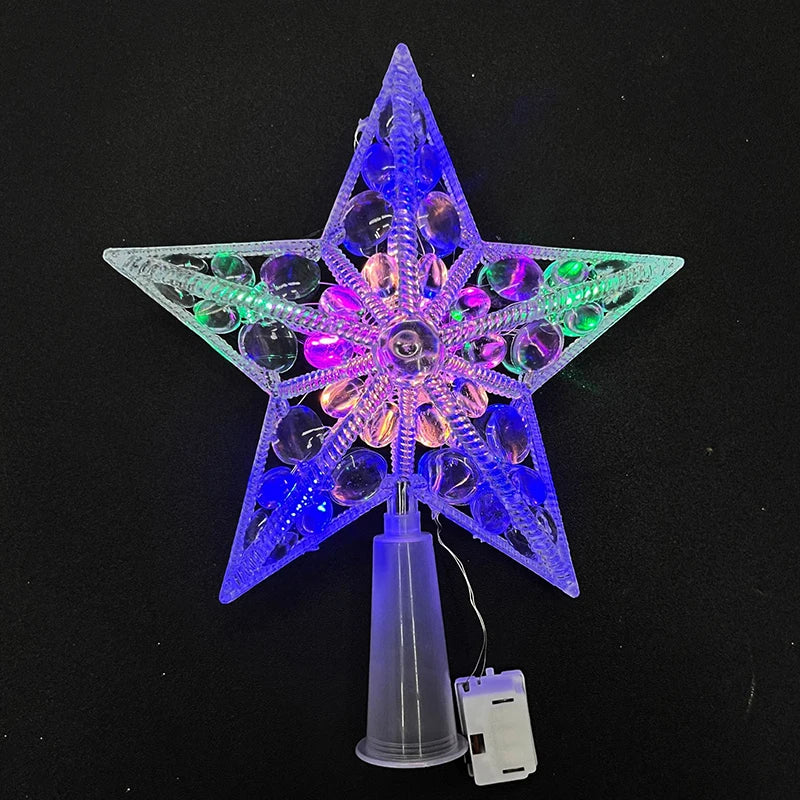 15cm Christmas Tree LED Star Topper | Warm White Shining Light Decoration for Home, Room & Holiday Festival Décor