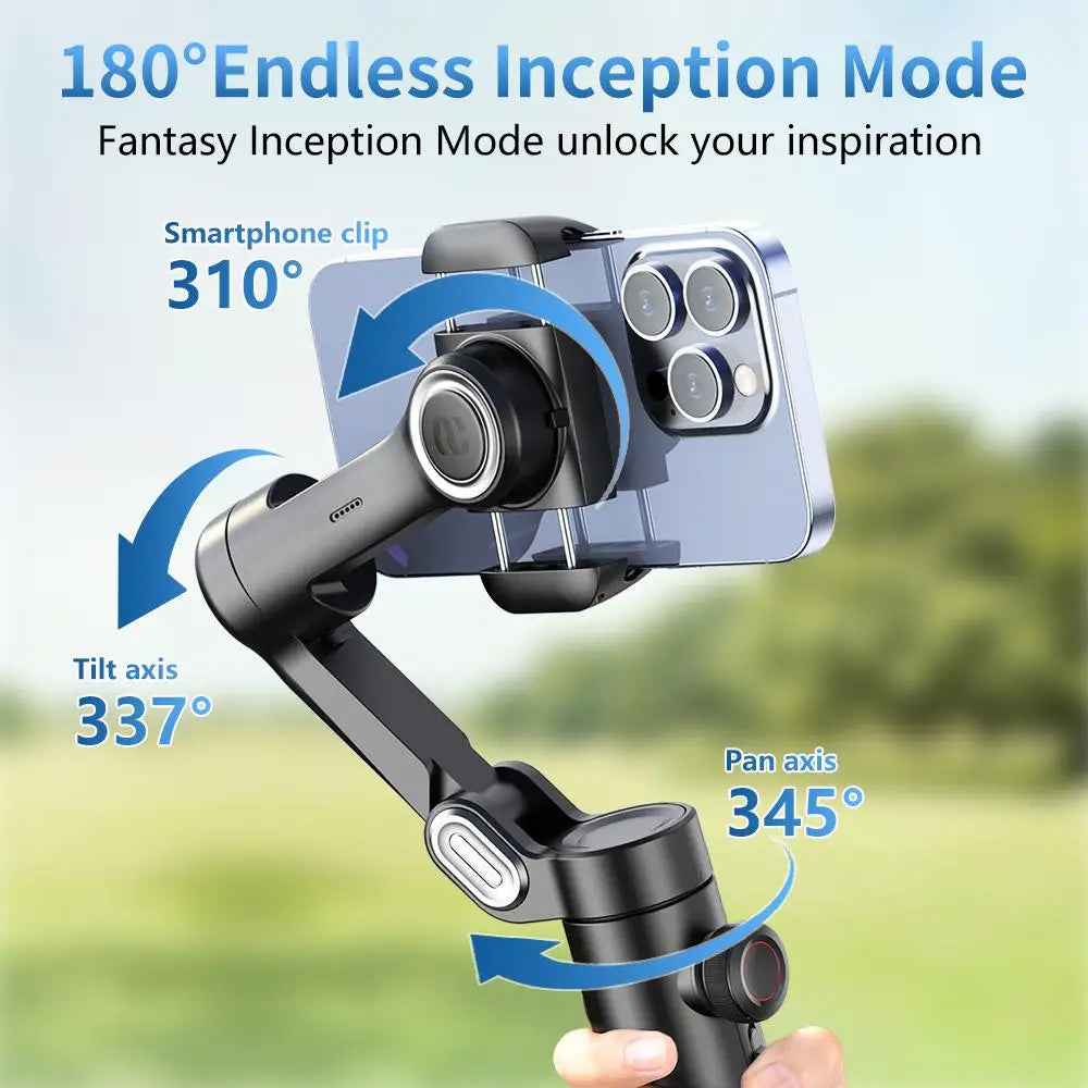 AOCHUAN Smart XE 3-Axis Handheld Gimbal Stabilizer with Fill Light for iPhone & Android | Face Tracking Vlog Gimbal for TikTok & YouTube