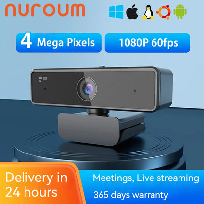 Nuroum V11 1080P USB Webcam | 60FPS Full HD Mini Webcam with Microphone for PC & Laptop