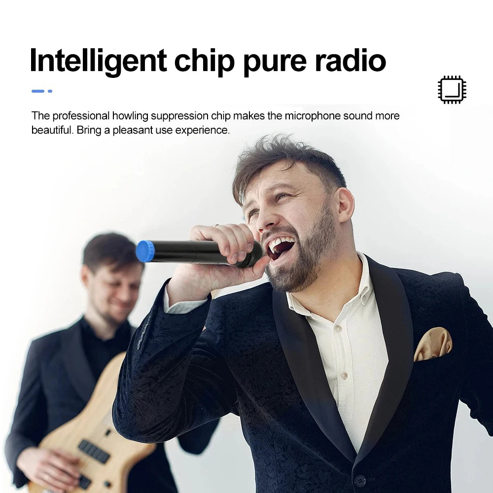 Dual Channel Wireless Microphone System | VHF Handheld Mic Set for Karaoke, Church, and Events