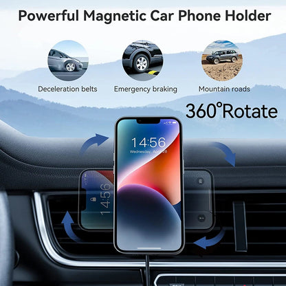 30W Magnetic Car Wireless Charger | Fast Charging Phone Holder Stand for iPhone 11-15 Pro Max
