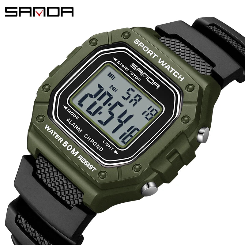 SANDA 2156 Men’s Military Watch | Sport LED Digital Wristwatch with Big Dial & Water Resistance