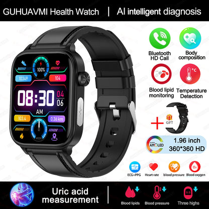 AI Diagnostic Smart Health Watch for Women 2025 | Blood Lipid, Uric Acid & Body Composition Tracker