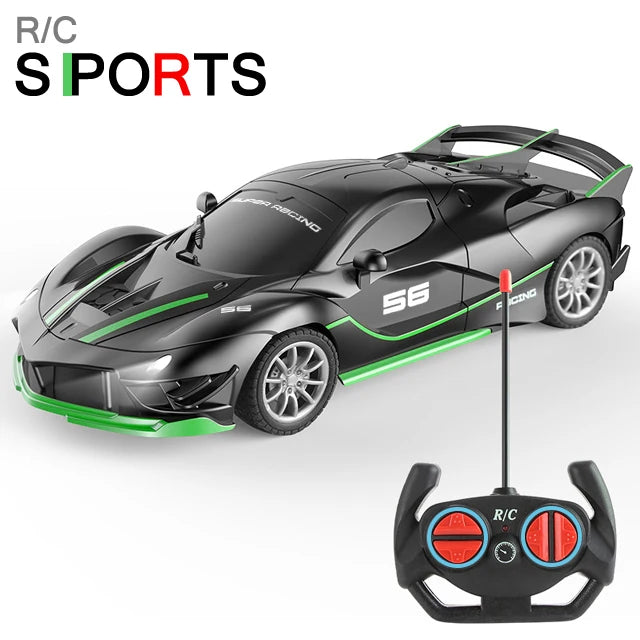 1/18 RC Car with LED Lights | High-Speed 2.4G Remote Control Sports Car for Kids