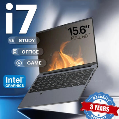 2025 Windows 11 Laptop | Intel Core i7, 16GB RAM, 1TB SSD, Gamer & Office Notebook with Fingerprint Unlock
