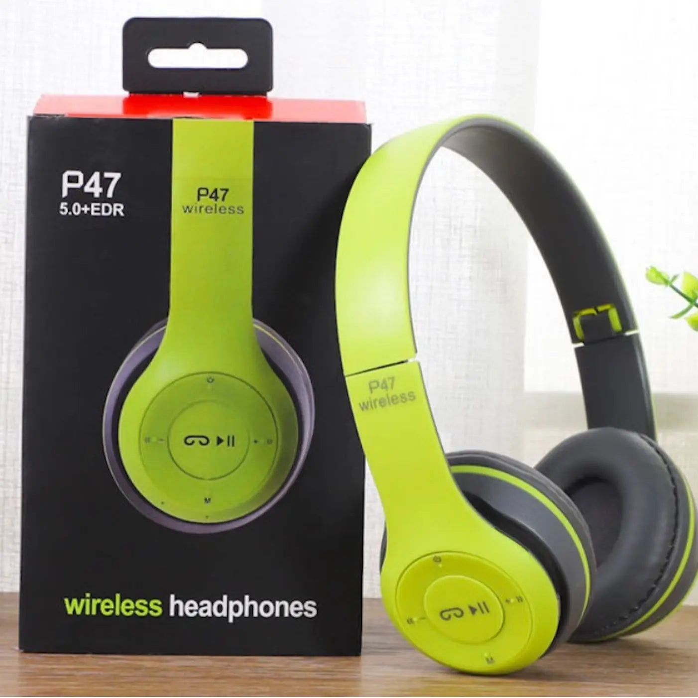 P47 Bluetooth 5.1 Wireless Headphones | Stereo Over-Ear Headset with Black Technology Sound Enhancement