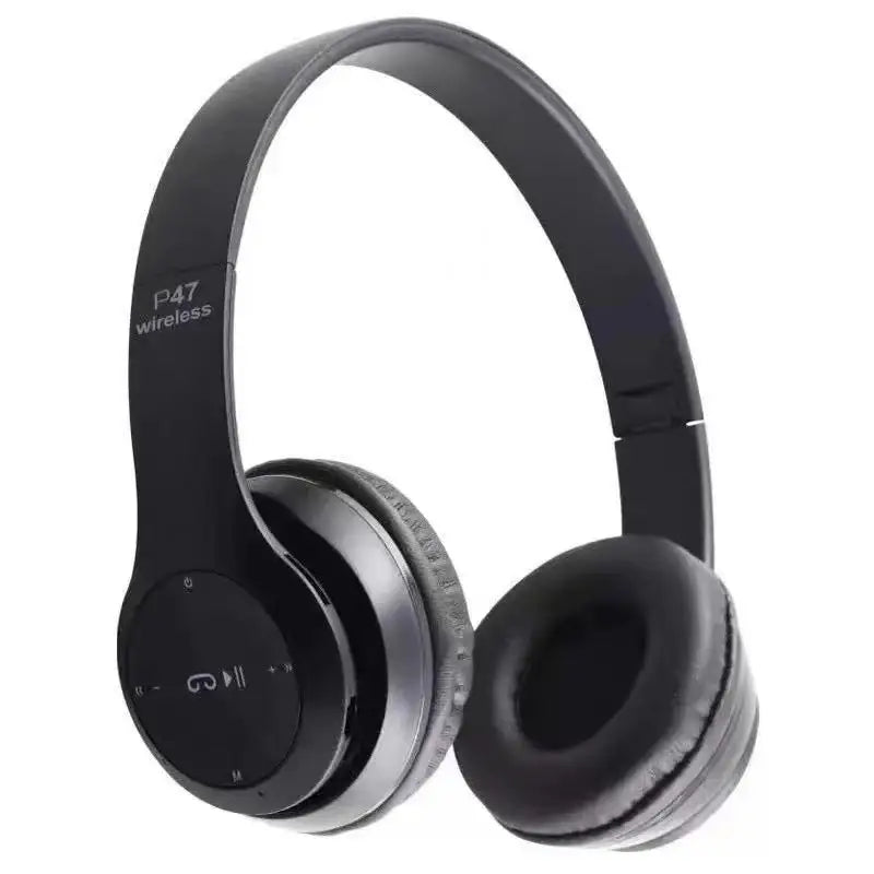 P47 Bluetooth 5.1 Wireless Headphones | Stereo Over-Ear Headset with Black Technology Sound Enhancement