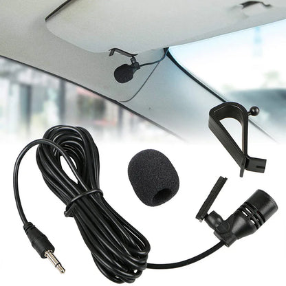Car Audio Microphone | 3.5mm Clip-On Stereo Mic for Auto DVD Radio & Hands-Free Calls