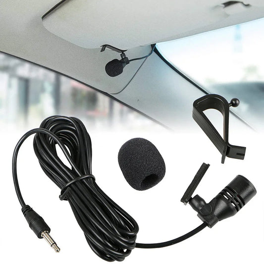 Car Audio Microphone | 3.5mm Clip-On Stereo Mic for Auto DVD Radio & Hands-Free Calls