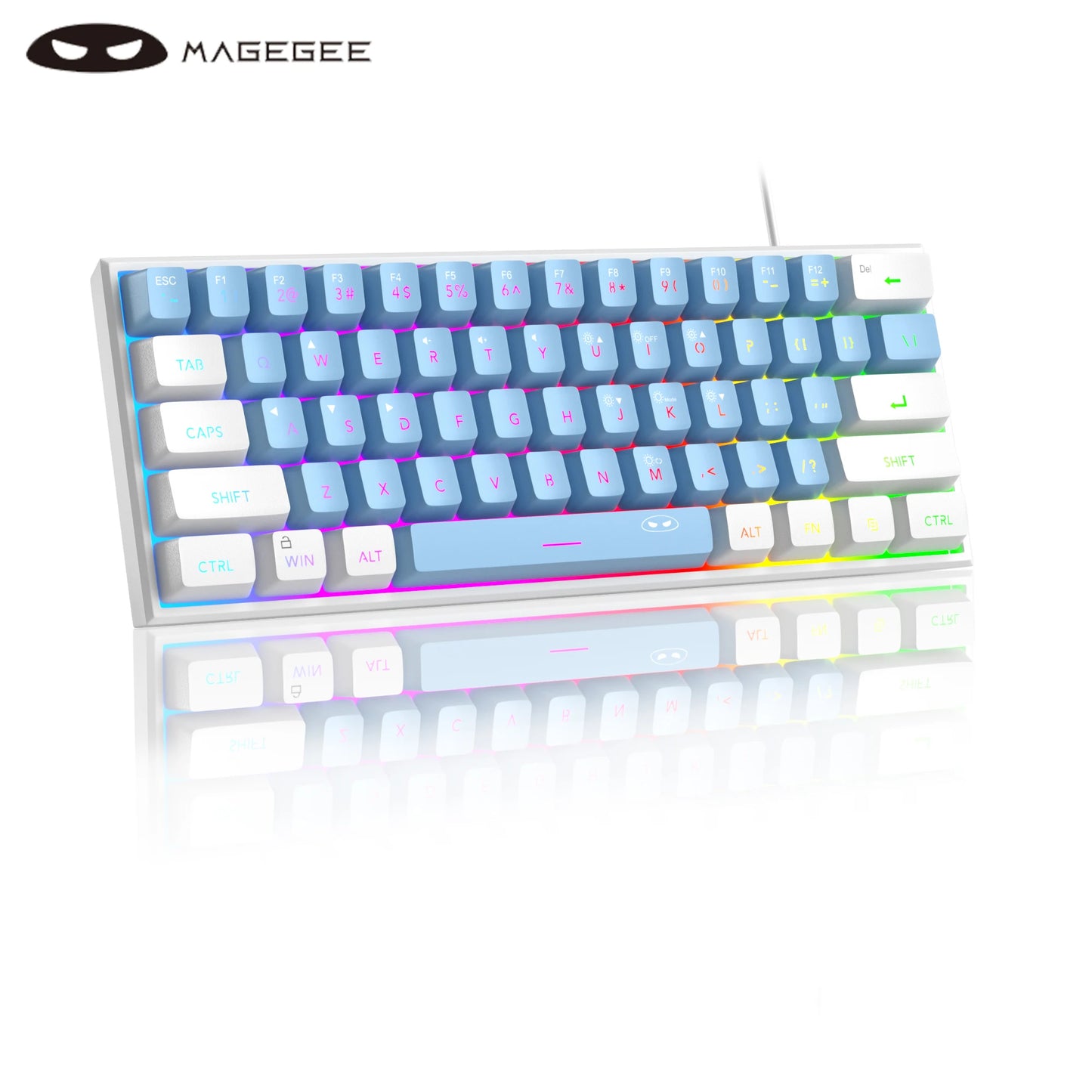MageGee Mini 60% Gaming Keyboard | 61-Key RGB Backlit, Ergonomic & Waterproof Mechanical-Feel Keyboard