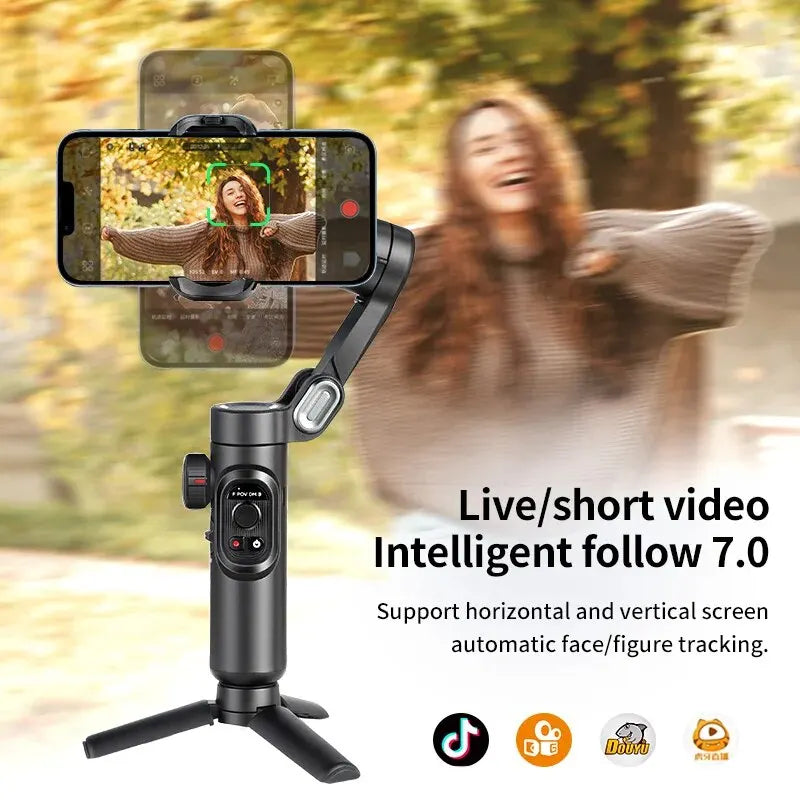 AOCHUAN SmartXE 3-Axis Handheld Gimbal Stabilizer for iPhone & Android | AI Face Tracking Vlog Gimbal for TikTok & YouTube