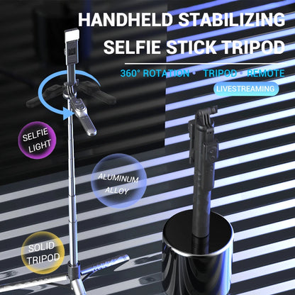 FANGTUOSI 1750mm Wireless Selfie Stick Tripod | Foldable Monopod with LED Light for Smartphones & Steady Live Shooting