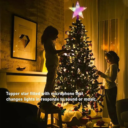 15cm Christmas Tree LED Star Topper | Warm White Shining Light Decoration for Home, Room & Holiday Festival Décor