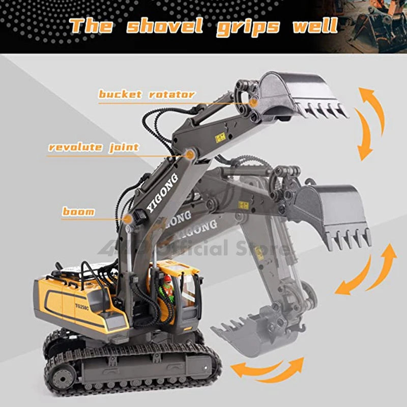 4WD Remote Control Excavator & Dump Truck | Alloy 4x4 Bulldozer RC Construction Vehicle Toy