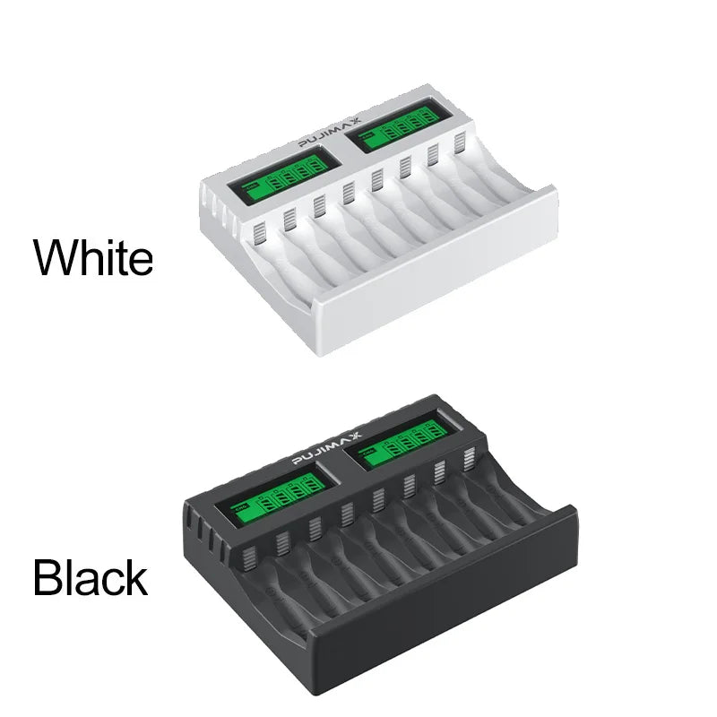 PUJIMAX LED Smart Battery Charger | Independent Charging for AA & AAA Ni-MH Rechargeable Batteries