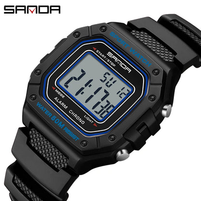 SANDA 2156 Men’s Military Watch | Sport LED Digital Wristwatch with Big Dial & Water Resistance