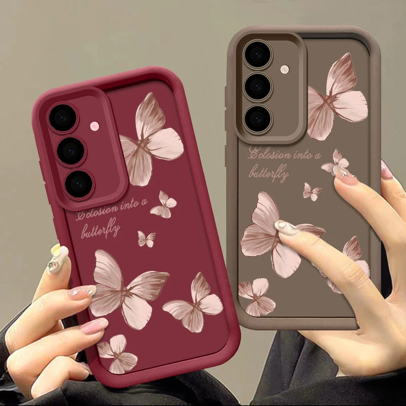 Gold Butterfly Soft TPU Case | Protective Phone Cover for Samsung Galaxy A & S Series 5G