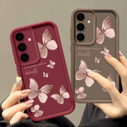 Gold Butterfly Soft TPU Case | Protective Phone Cover for Samsung Galaxy A & S Series 5G