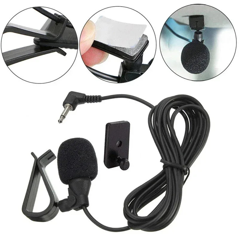 Car Audio Microphone | 3.5mm Clip-On Stereo Mic for Auto DVD Radio & Hands-Free Calls