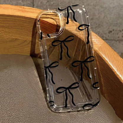 Cute Pink Heart Bow iPhone Case | Shockproof Soft Clear Cover for iPhone 11–17, Mini & Pro Max