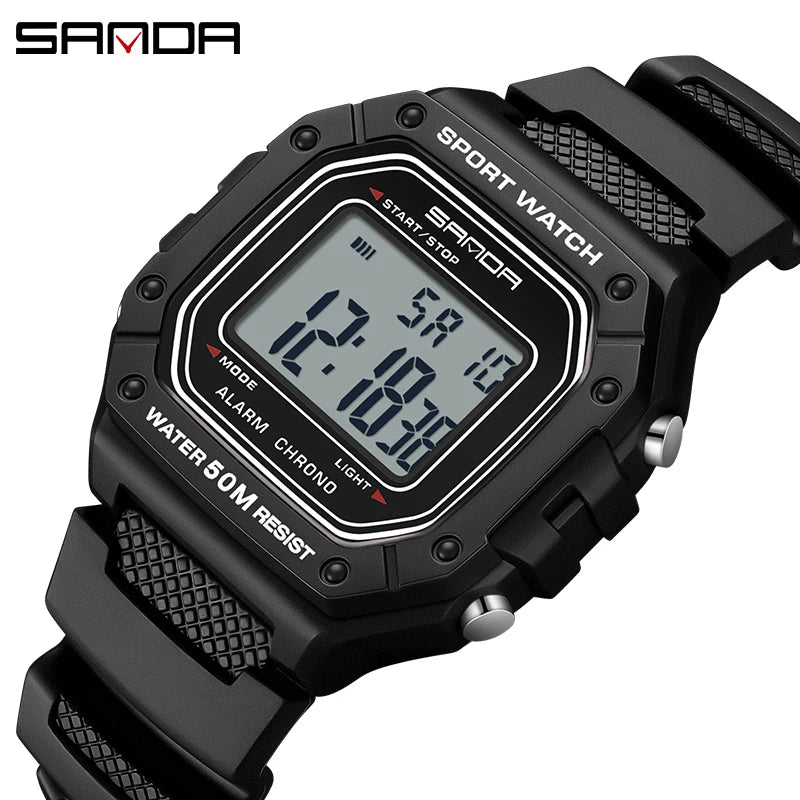 SANDA 2156 Men’s Military Watch | Sport LED Digital Wristwatch with Big Dial & Water Resistance