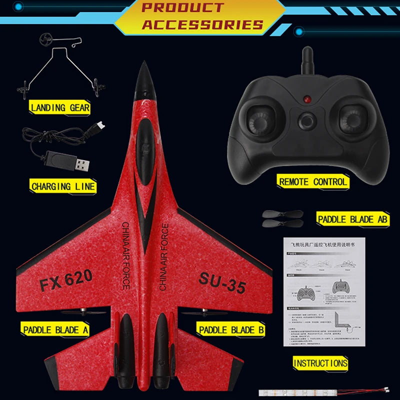 RC Foam Aircraft SU-35 Plane | 2.4G Remote Control Glider Fighter for Kids