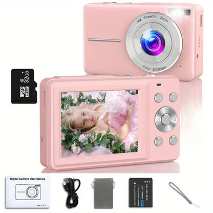 Digital Camera for Kids | 44MP Compact Camcorder with 16x Zoom & 1080P HD Video – Beginner Photography Camera