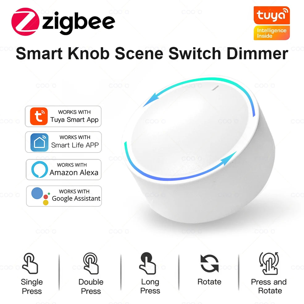 Tuya ZigBee Smart Knob Switch | DIY Wireless Rotatable Dimmer for Home Automation & Appliance Control