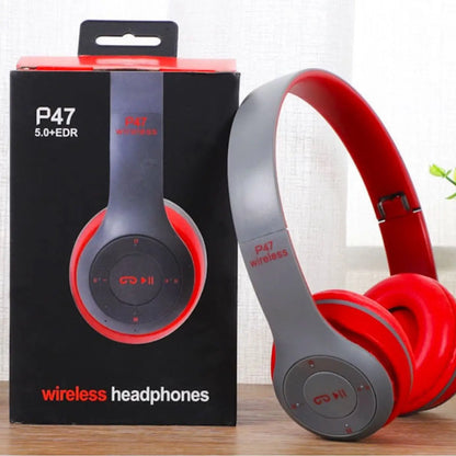 P47 Bluetooth 5.1 Wireless Headphones | Stereo Over-Ear Headset with Black Technology Sound Enhancement