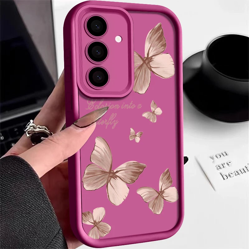 Gold Butterfly Soft TPU Case | Protective Phone Cover for Samsung Galaxy A & S Series 5G