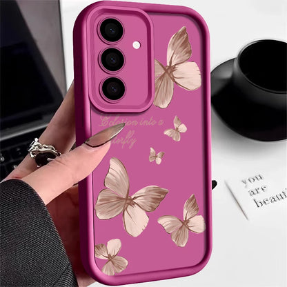 Gold Butterfly Soft TPU Case | Protective Phone Cover for Samsung Galaxy A & S Series 5G