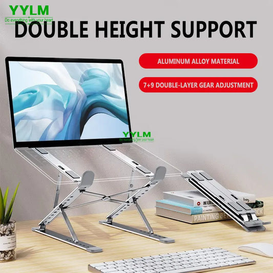 YYLM N8 Adjustable Aluminum Laptop Stand | Foldable Portable Cooling Notebook Holder for MacBook