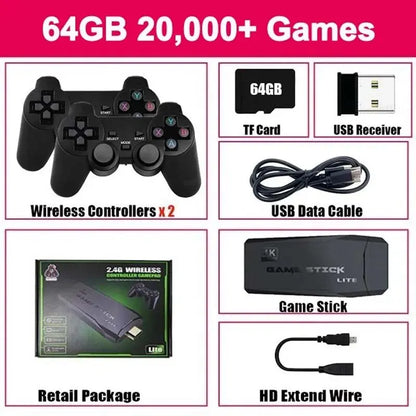 Video Game Console | 20,000 Built-in Games, Wireless Controller, 4K HD Retro Mini Handheld & TV Game Stick