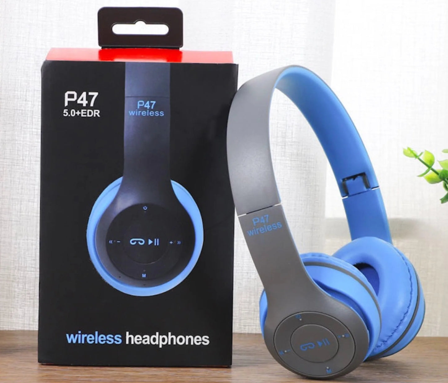 P47 Bluetooth 5.1 Wireless Headphones | Stereo Over-Ear Headset with Black Technology Sound Enhancement