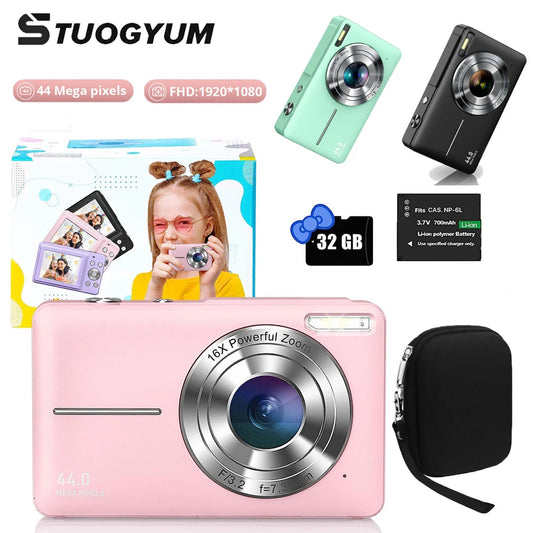 Digital Camera for Kids | 44MP Compact Camcorder with 16x Zoom & 1080P HD Video – Beginner Photography Camera
