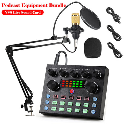 V8S Live Sound Card Bundle | Podcast & Music Recording Set with Microphone for DJs and Live Streaming