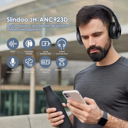Siindoo JH-ANC923 Wireless Headphones | Active Noise Cancelling Over-Ear Bluetooth Headset with Mic