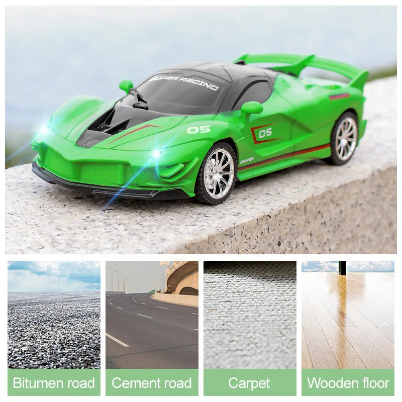 1/18 RC Car with LED Lights | High-Speed 2.4G Remote Control Sports Car for Kids