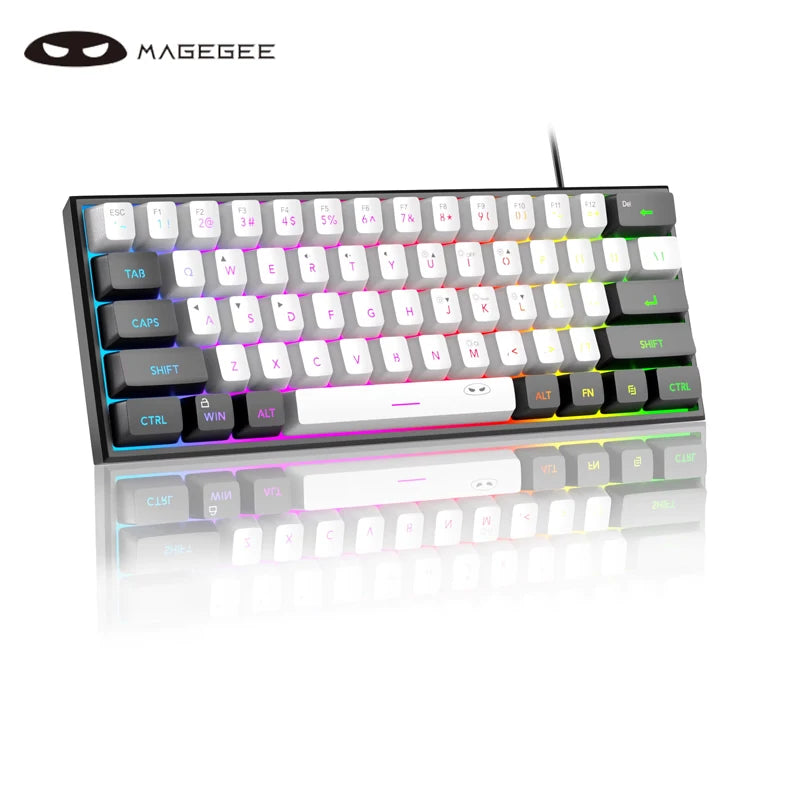 MageGee Mini 60% Gaming Keyboard | 61-Key RGB Backlit, Ergonomic & Waterproof Mechanical-Feel Keyboard