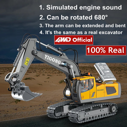 4WD Remote Control Excavator & Dump Truck | Alloy 4x4 Bulldozer RC Construction Vehicle Toy