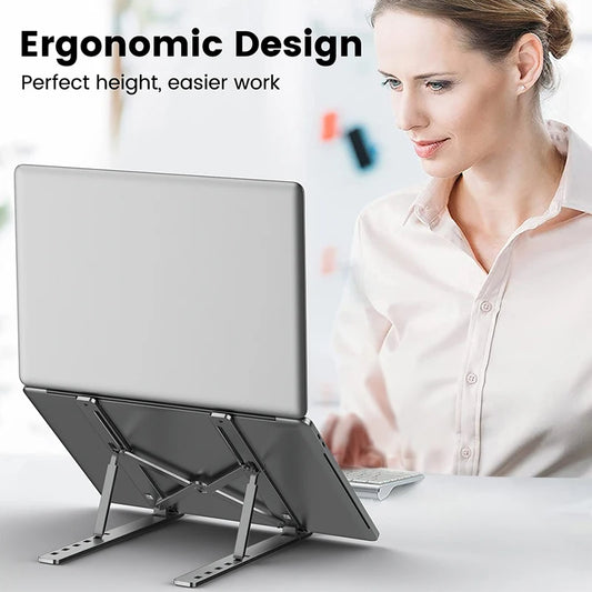 Aluminum Alloy Laptop Stand | Adjustable, Foldable, Portable Notebook Holder with Cooling & Non-Slip Design