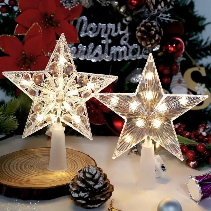 15cm Christmas Tree LED Star Topper | Warm White Shining Light Decoration for Home, Room & Holiday Festival Décor